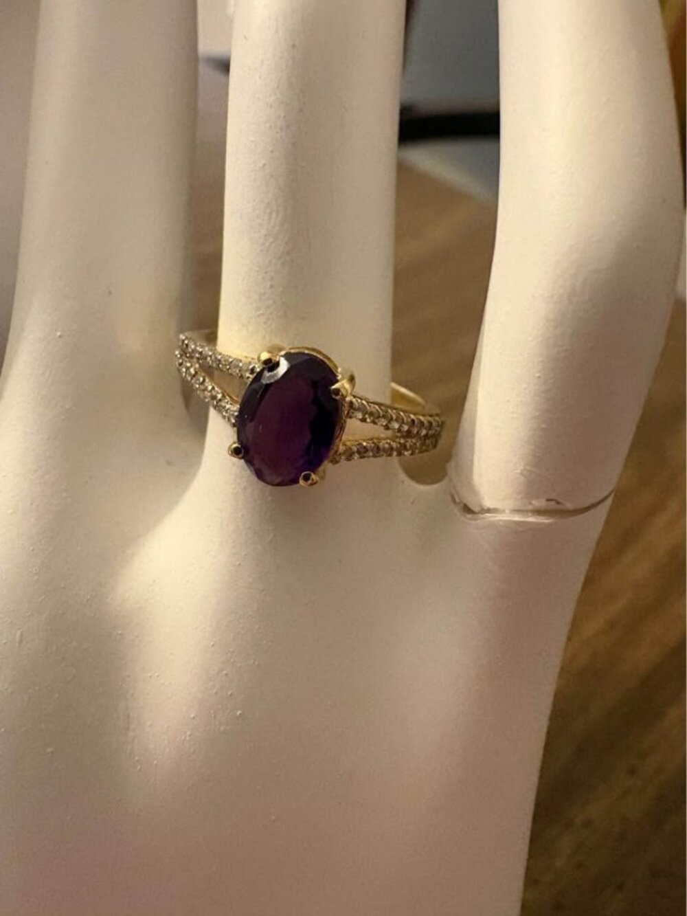 Size 6 Sterling Silver 925 Amethyst & White Topaz Ring